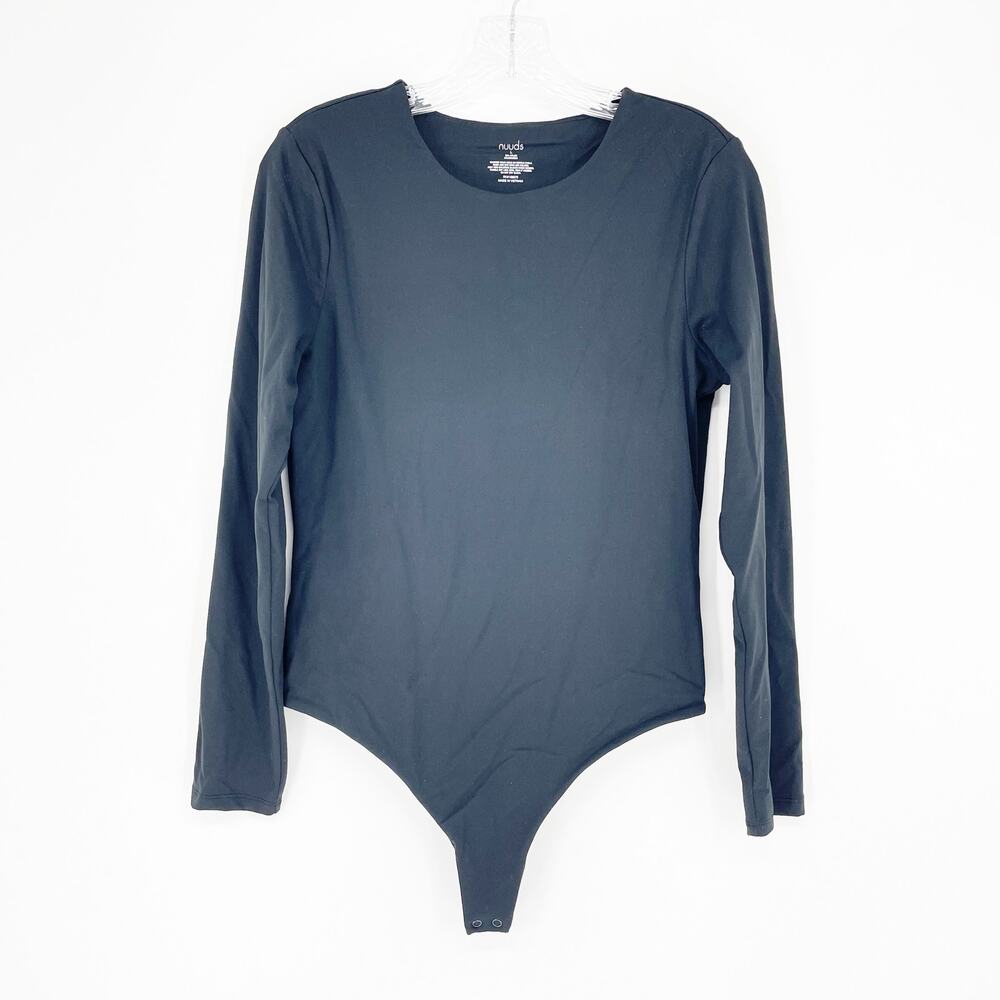 Nuuds Long Sleeve Black Bodysuit Size Large